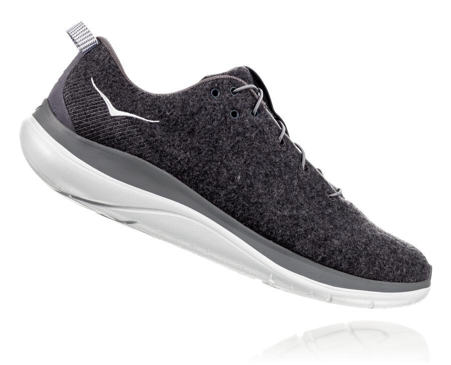 Hoka One One Koşu Ayakkabısı Erkek Gri - Hupana Flow Wool - VA9120648